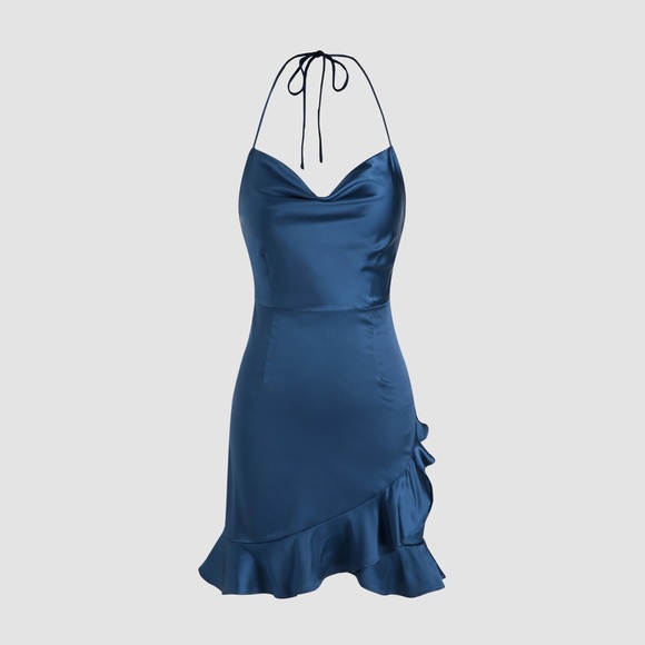 Cider Dresses Cider Navy Blue Satin Dress Poshmark